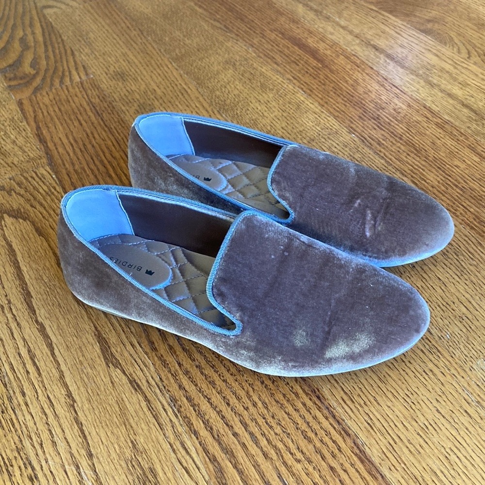 Brown velvet flats